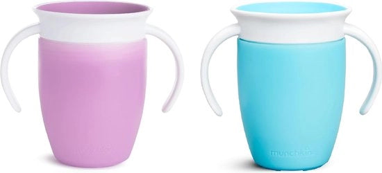 Set di Bicchieri per Bambini, 2 Bicchieri, 207ml, 6+ Mesetti, BPA-Immuni, Resistenti al Lavastoviglie, Senza Solfiti, Blu/Viola