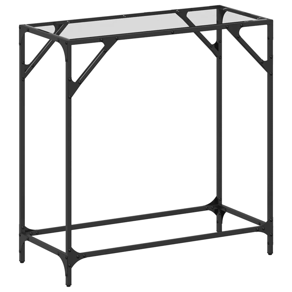 Tavolino Consolle-Tavolino da soggiorno-Tavolo Piano Vetro Trasparente 80x35x81cm in Acciaio