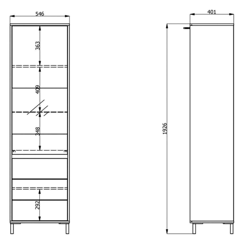Mobile Espositore Ovodda, Vetrina 4 Ripiani, 55x40x193h cm Bianco Crema