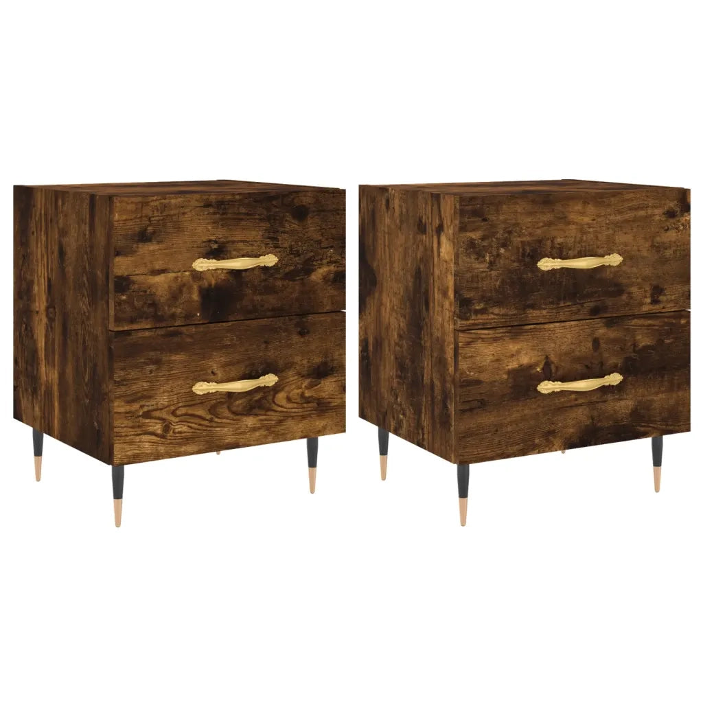 Comodini 2 pz Rovere Fumo 40x35x47,5 cm in Legno Multistratocod mxl 128641