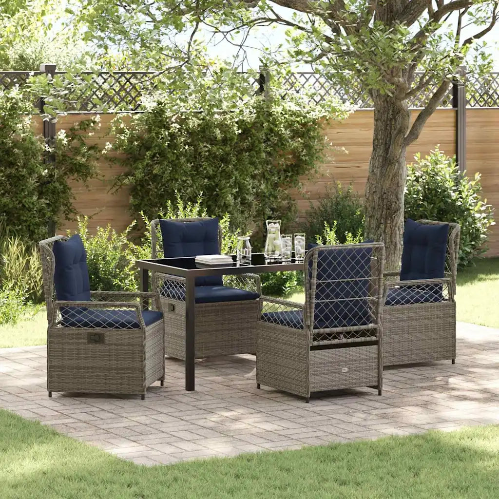Set da Pranzo per Giardino 5 pcs Grigio polyrattan 3381053