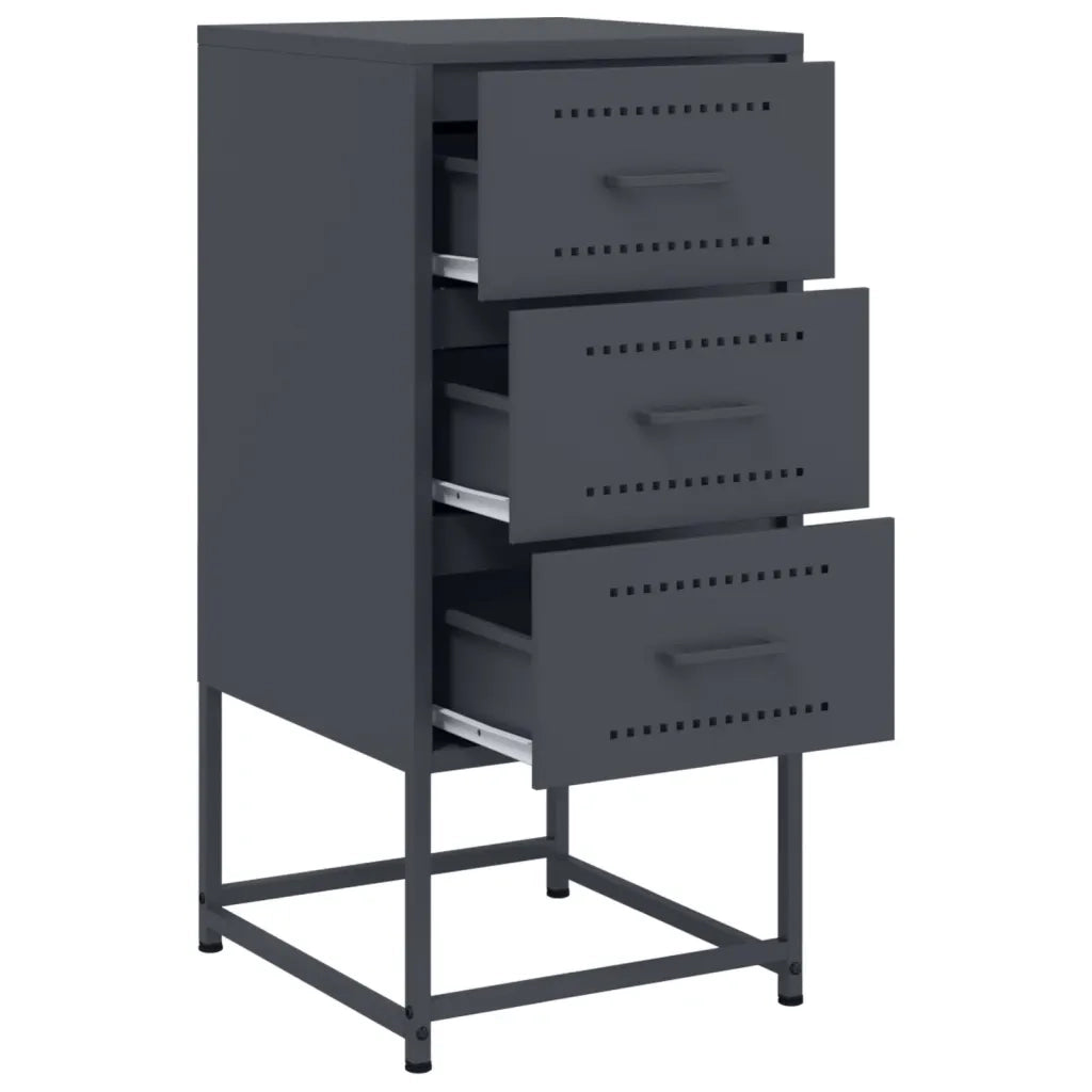 Comodini 2 pz-Set di 2 Tavolino da notte Antracite 36x39x78 cm in Acciaio 450961