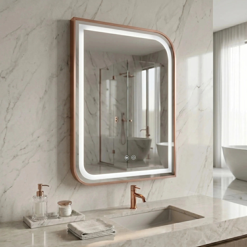 Specchio Led Zone 70x50 Brush Rose Gold