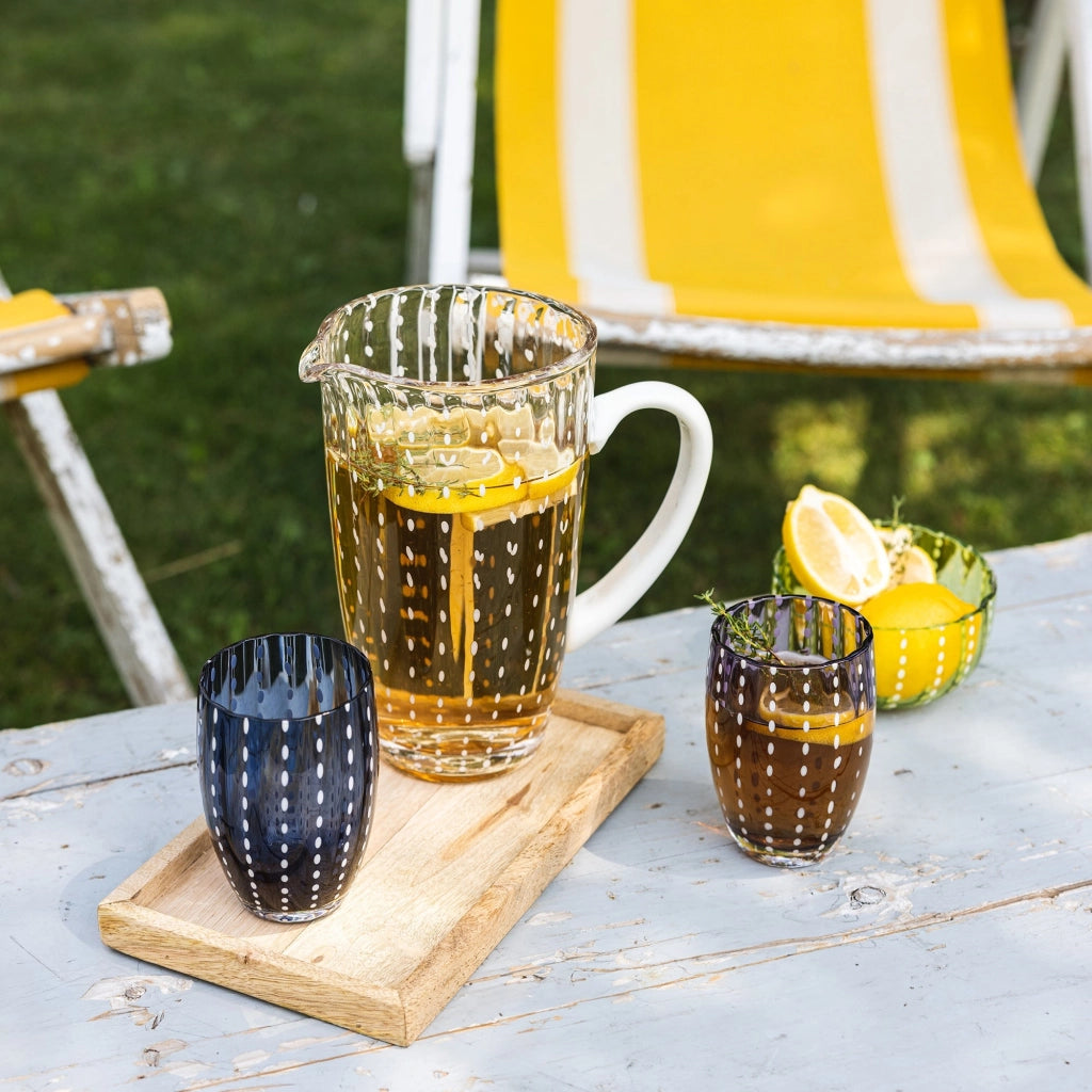 Zafferano Perle Bicchiere Grigio - Vetro Colorato Soffiato a Bocca, 32 cl, Lavorato a Mano - Set da 2 Tumblers Artigianali per Acqua o Cocktail