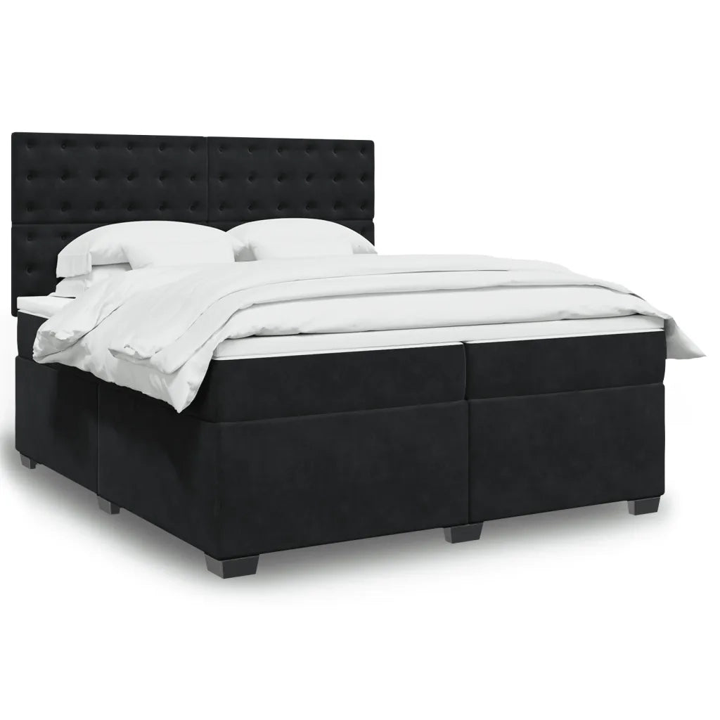Giroletto a Molle con Materasso Nero 200x200 cm in Velluto 3291016