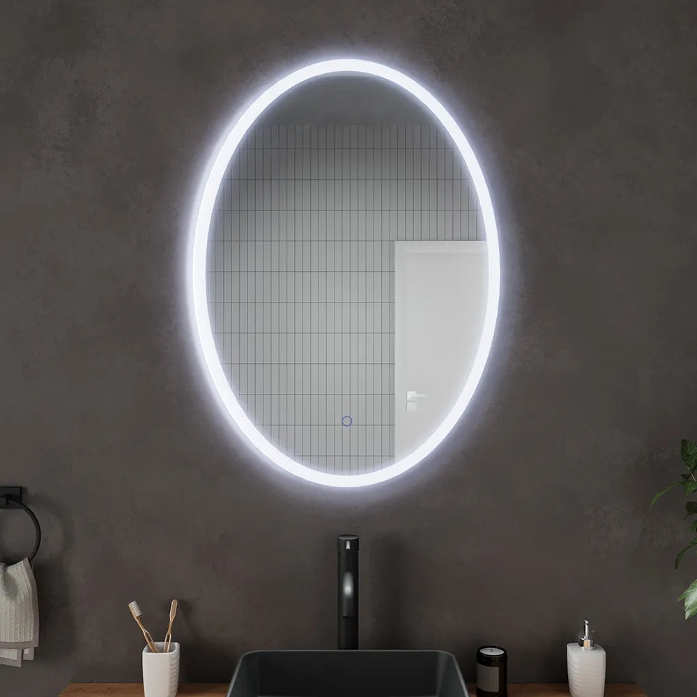 Specchio led ovale 50x70 cm touch screen luce calda/fredda | Leaf