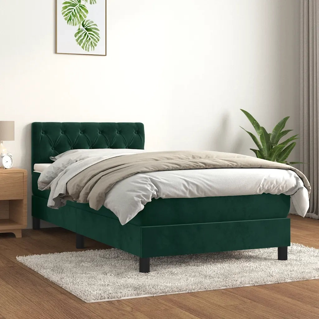 Giroletto a Molle con Materasso Verde Scuro 100x200 cm Velluto 3141470
