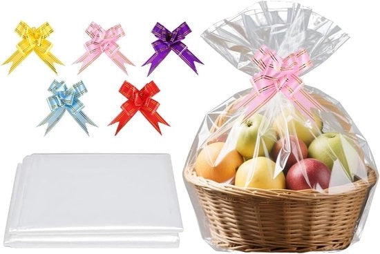 10 Veli di Cadeau Carta, Grande Carta Invasa Transparente per Natale, Frutta e Doni, 77 x 103 cm