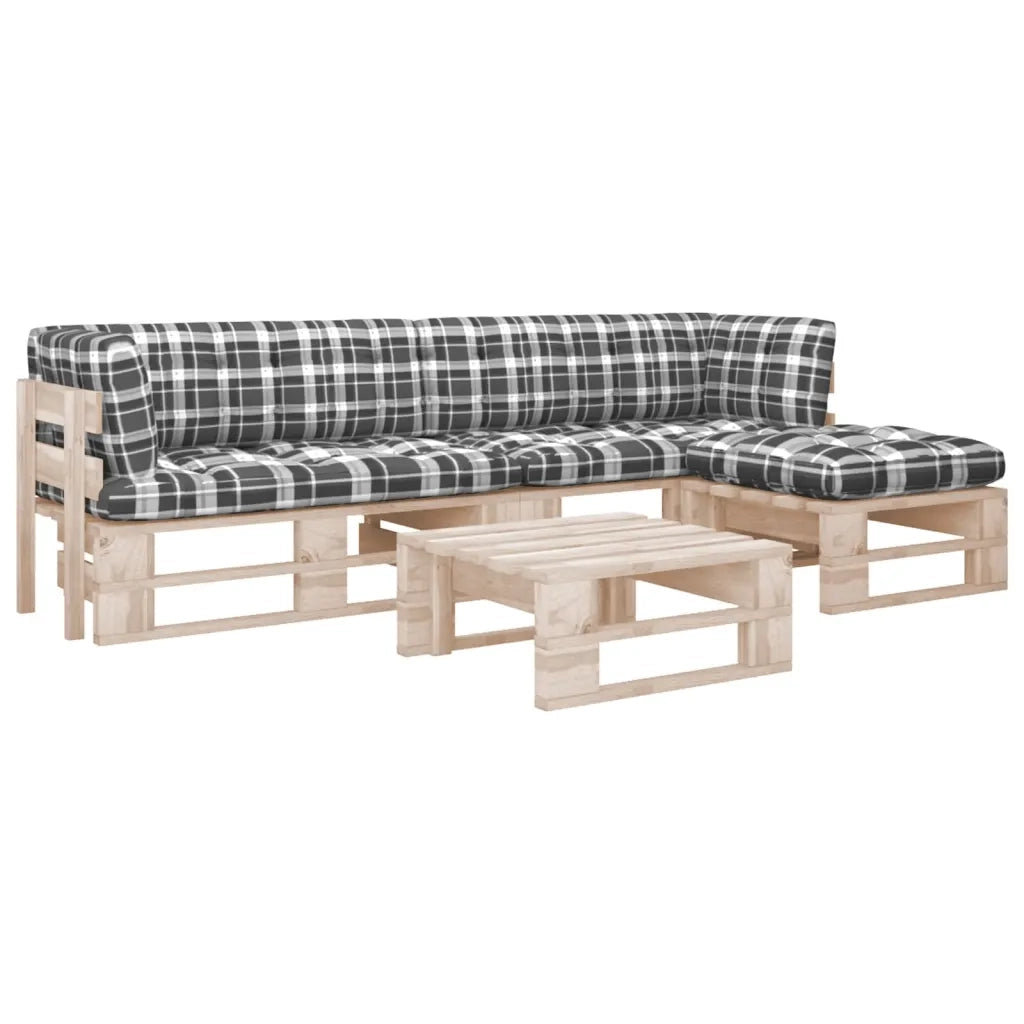 Set Divani a Pallet e Cuscini 4 pz in Legno di Pino Impregnato cod mxl 56815