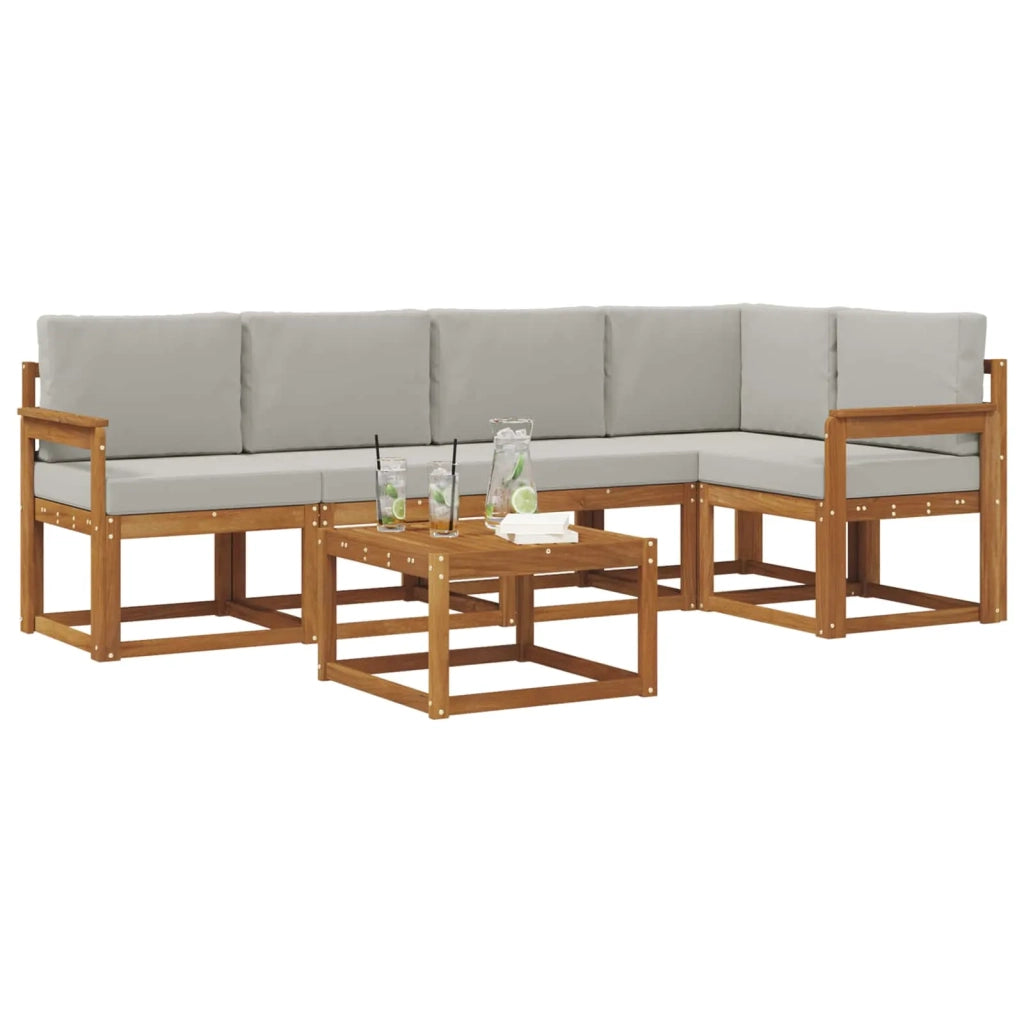 Set di divani da esterno 6 pcs Grigio Naturale e Chiaro 3366419