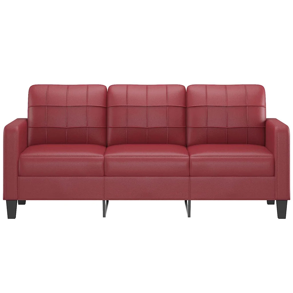 Divano a 3 Posti Rosso Vino 180 cm in Similpelle 359125