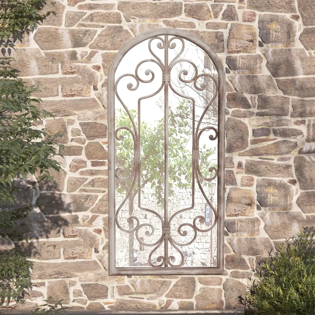 Specchio da Giardino-Specchio Decorativo-Specchio Esterno Sabbia 100x45 cm in Ferro per Uso Esterno 496424