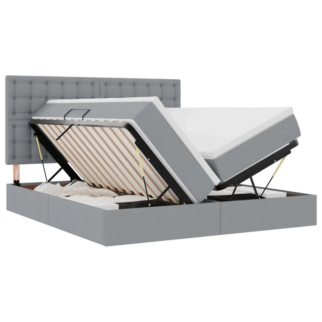 Letto con Contenitore con materasso Grigio chiaro 180 x 200 cm