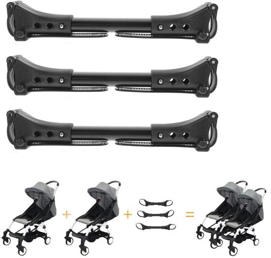 Connettore per Carrioli Universale - Collega 2 Carrioli Singoli - Regolabile Lunghezza 20-26 cm - Leggero in Alluminio/Plastica - Montaggio Facile - Connettore per Carrioli