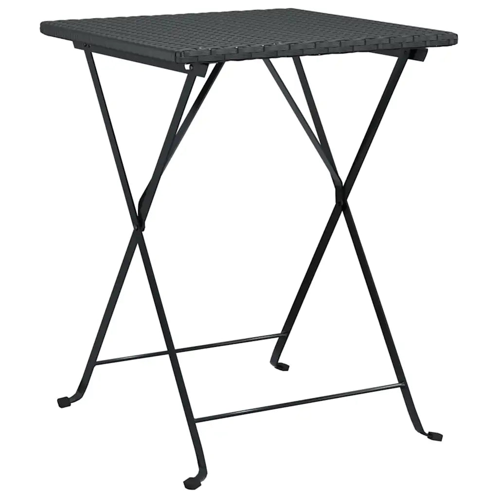 Set Pieghevole da Bistr¨° 3 pz | Set Salotto da Giardino Nero in Polyrattan