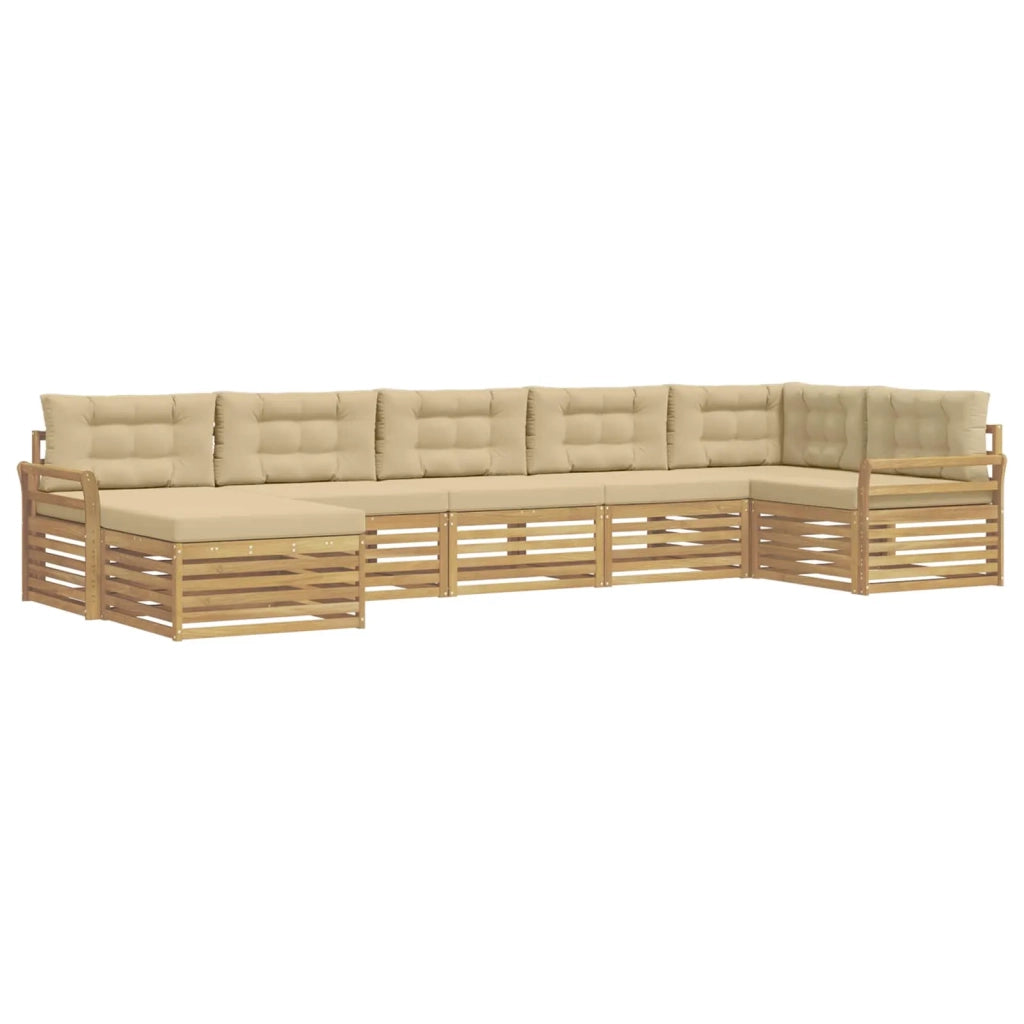 Set di divani da esterno con cuscino 7 pcs Bianco e Beige 3390848