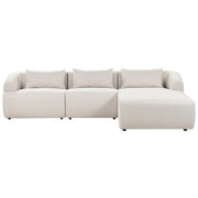 Divano angolare a 3 posti a sinistra Beige Tessuto imbottito Binario Braccioli aggiuntivi Cuscini Stile moderno minimalista