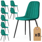 Set di 8 Sedie in velluto trapuntate LUMO Verde Bottiglia gambe nere
