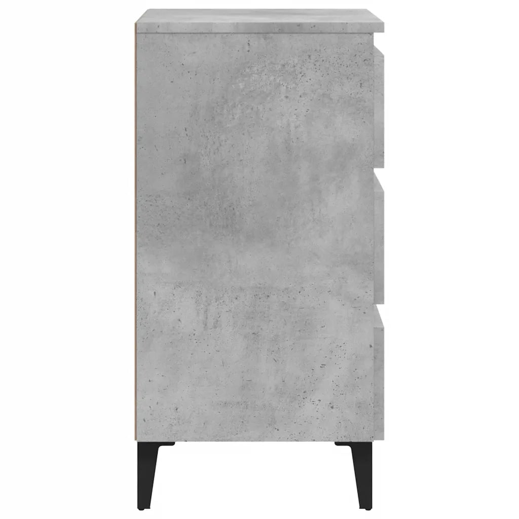 Comodino | Armadio da Notte | Mobiletto da notte con Gambe in Metallo Grigio Cemento 40x35x69 cm