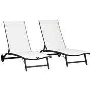SET 2 LETTINI PRENDISOLE CON SCHIENALE RECLINABILE, IN ALLUMINIO E TESSUTO TRASPIRANTE, 66X165X102 CM, CREMA