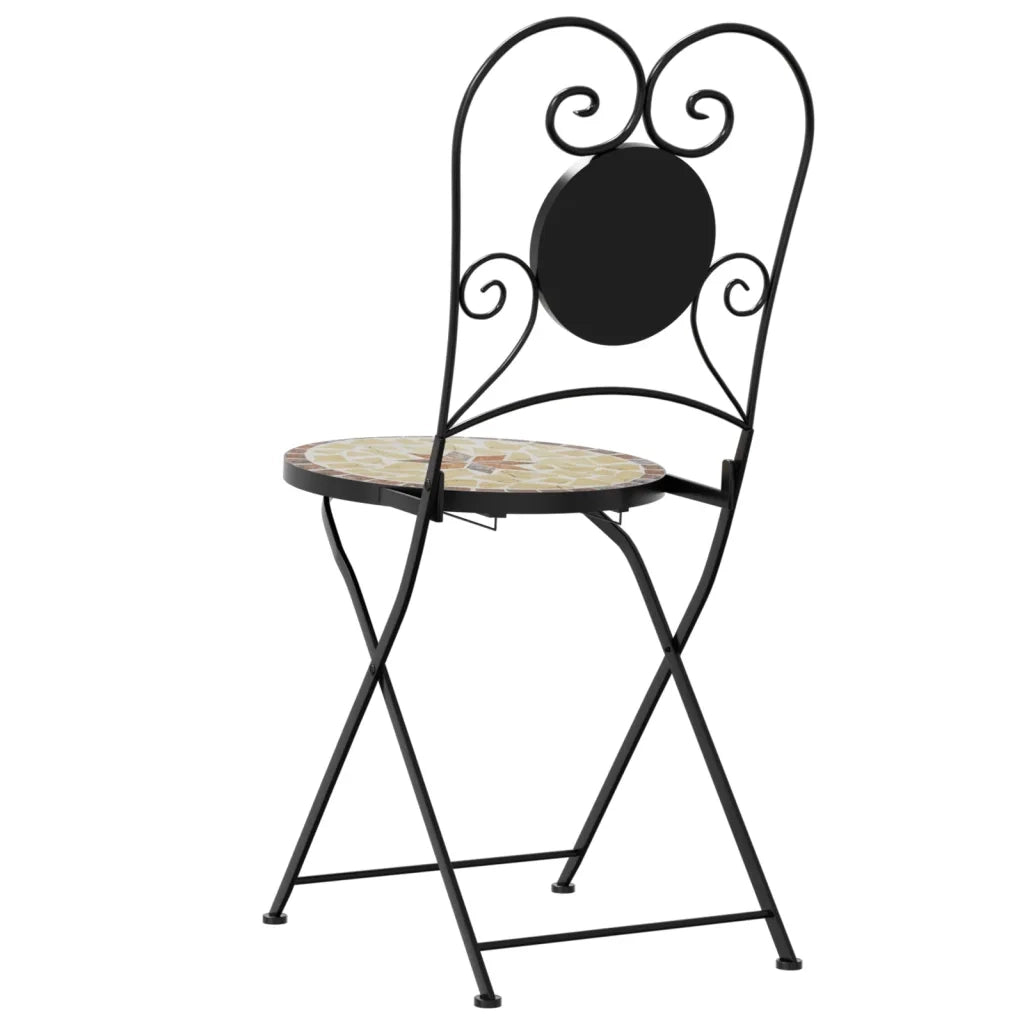Sedie da Bistrò Pieghevoli 2 pz Terracotta e Bianco in Ceramica 4003407