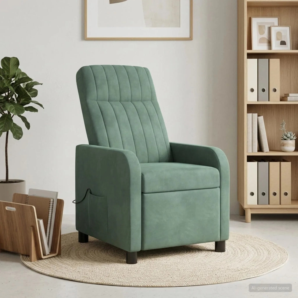 Divano Sedia-Poltrona Massaggiante Verde Mare Velluto (V)