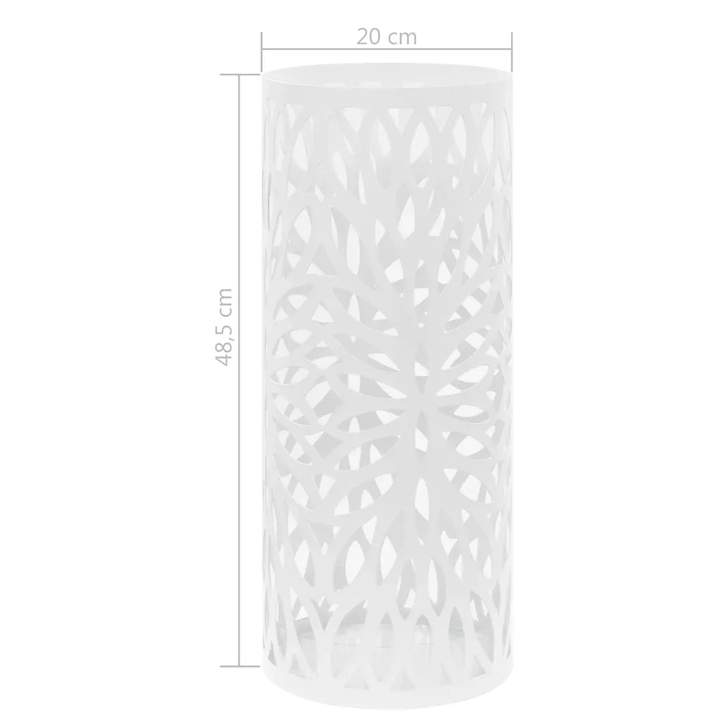 Porta Ombrelli con Motivi a Foglie in Acciaio Bianco 246803