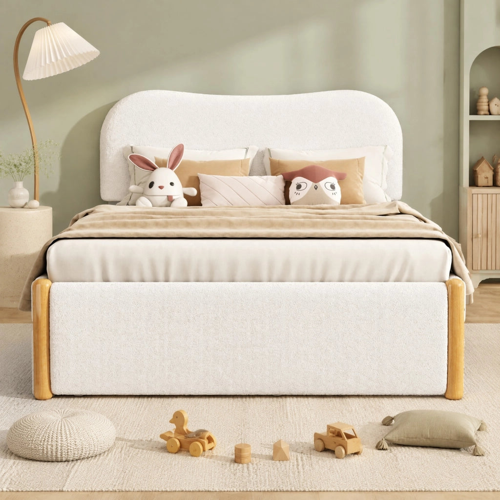 Letto imbottito 140x200 cm con letto estraibile bianco