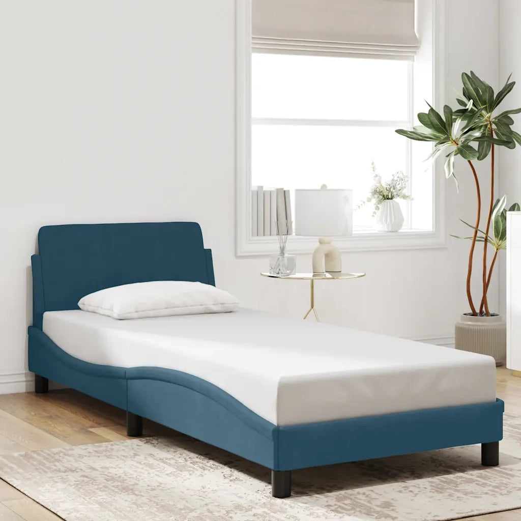 Giroletto con Testiera Dover Blu 80x200 cm in Velluto 373076