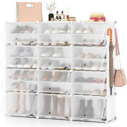 Scarpiera modulare 124 x 32 x 125 cm per 48 paia salvaspazio design moderno in PP bianco 20_0014797