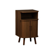 Comodino scandinavo decorazione legno 2 porte scorrevoli, marrone