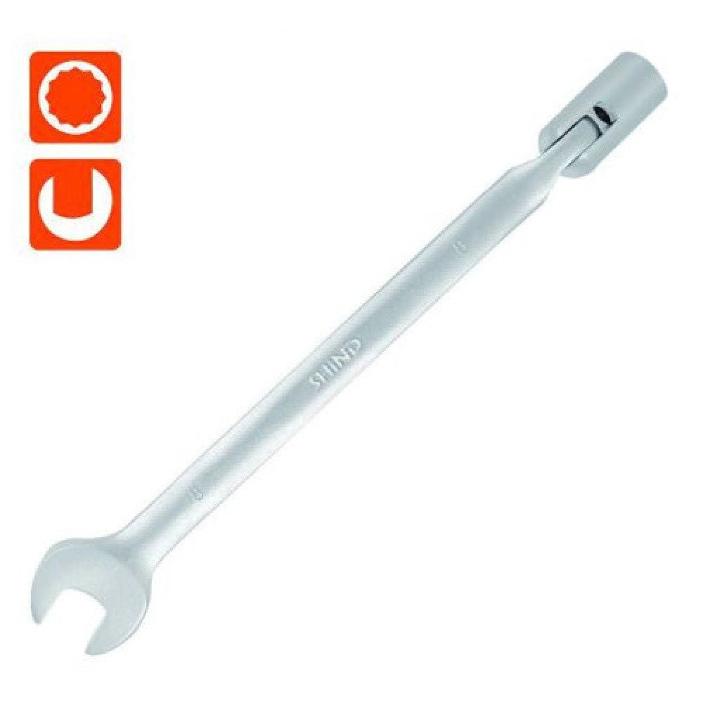 Trade Shop - Chiave Combinata 8 Mm Fissa E A Bussola Poligonale Con Snodo Cromo Vanadio 97556 -