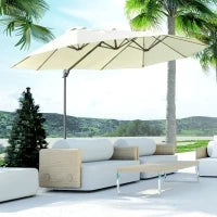 Ombrellone Doppio in Acciaio e Poliestere Anti-UV Impermeabile, 445x270x260cm, Beige