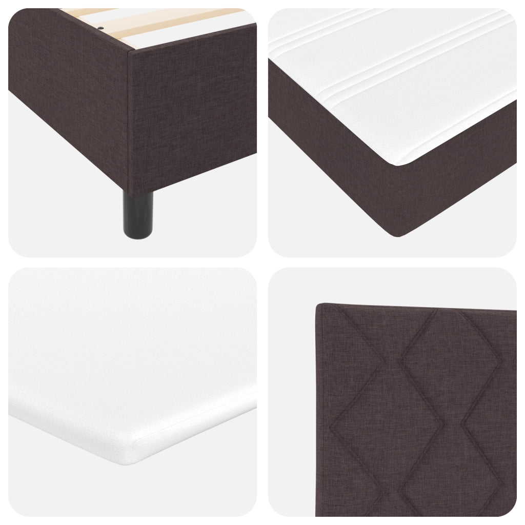 letto a doghe  con materasso e LED marrone scuro 100x200 cm in tessuto