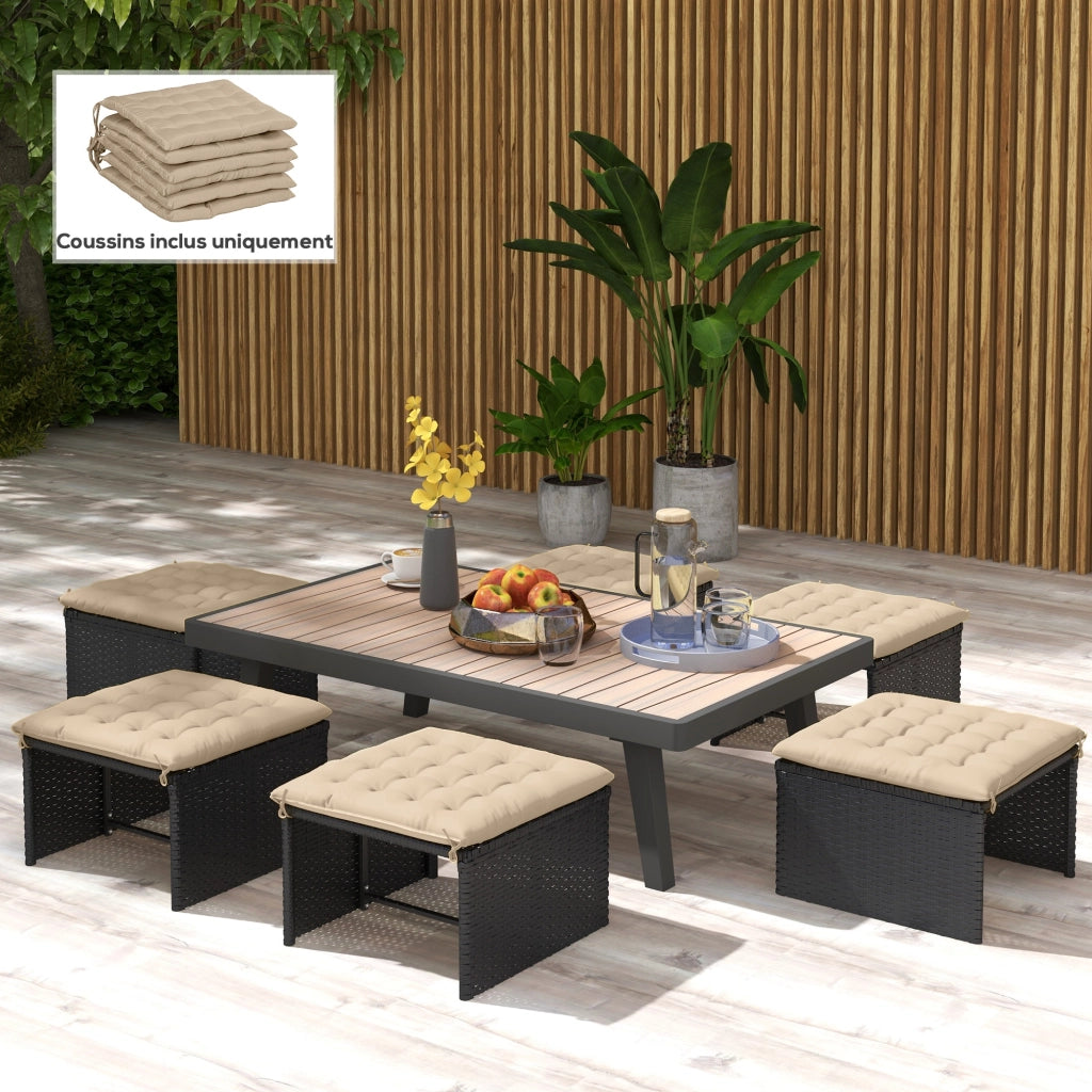 Set di 6 Cuscini per Sedie da Giardino ¨C zephmum ¨C Grigio, Polipropilene, 40x40 cm
