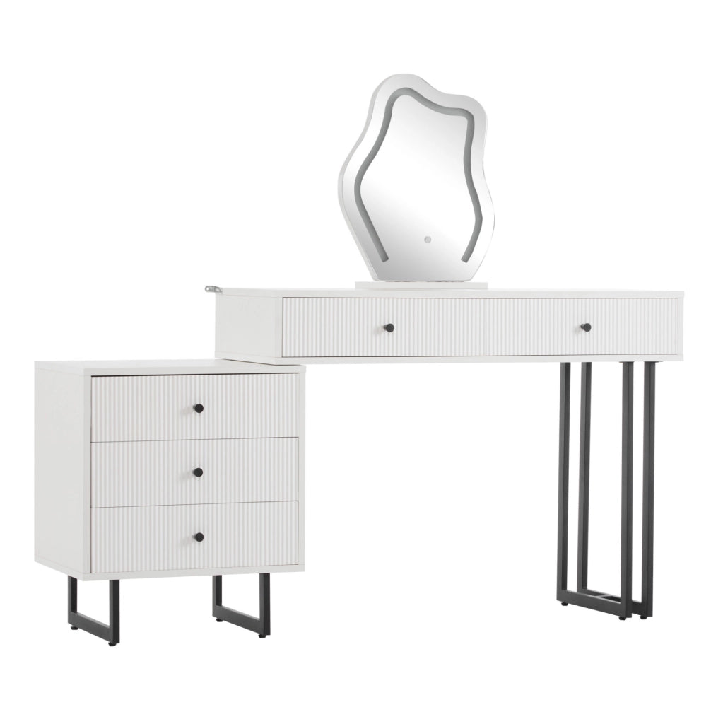 Tavolo da trucco con specchio LED dimmerabile; 100x40x76 cm; bianco