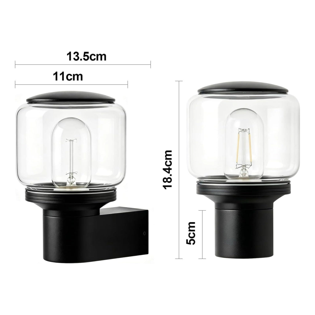 ZMH Lampada da Esterno Interno E27 Max 40W Nero per Terrazza Balcone/Parete Giardino Senza Lampadina