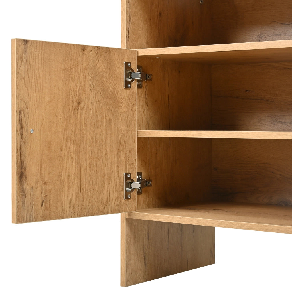 Credenza con 2 Ante e 3 Cassetti in Rattan ¨C Xylo ¨C Legno, 105x40x76