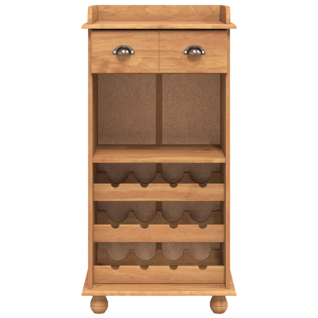 Cabinet vino ASKIM con 12 porta bottiglie in legno massello di pino color miele