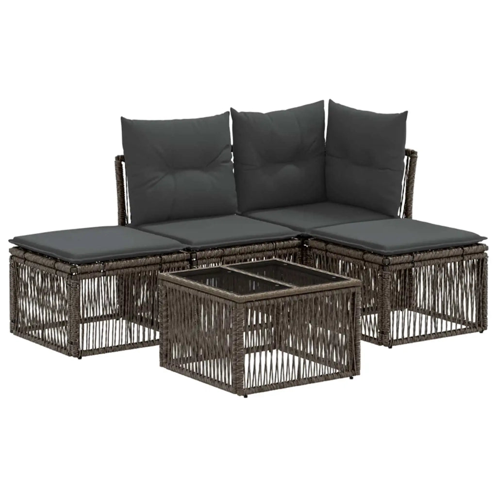 Set Divano da Giardino 5 pcs Grigio polyrattan 3434183