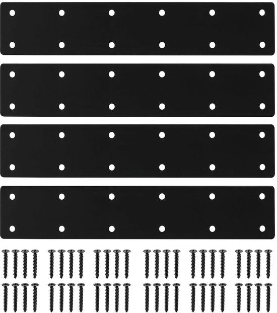 Piastra di connessione - Acciaio di alta qualità - 12 fori - Nero - 275 x 50 mm