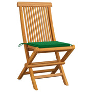Sedie da Giardino con Cuscini Verdi 4 pz Massello di Teak 3062573