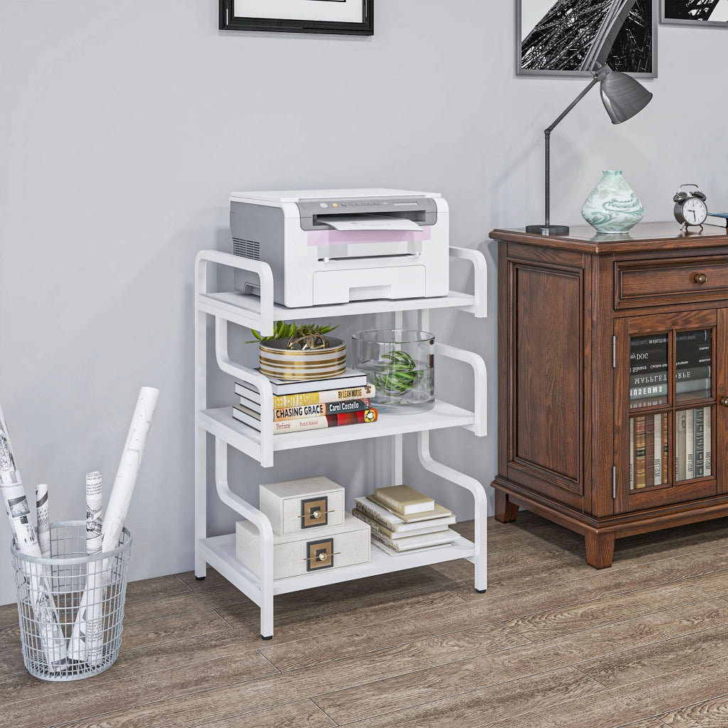 Libreria a 3 livelli ¨C zephmum ¨C in metallo, design industriale, bianco, 55x40x77 cm