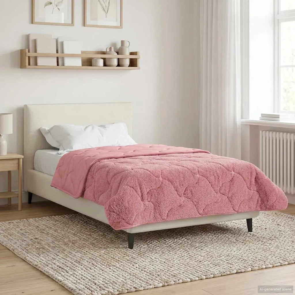 Duvet Invernale Rosa 135 x 200 cm Microfibra e Fleece Teddy
