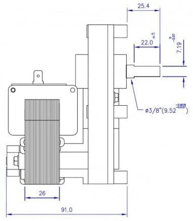 Motoriduttore Mellor stufa pellet 1,3 Rpm Albero 9,5 mm FB1192 FB1392