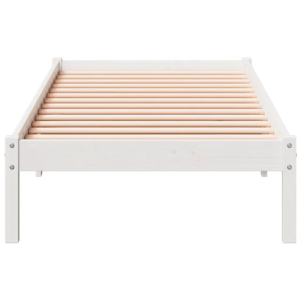 Letto Extra Lungo senza Materasso Bianco 90x210 cm in Pino