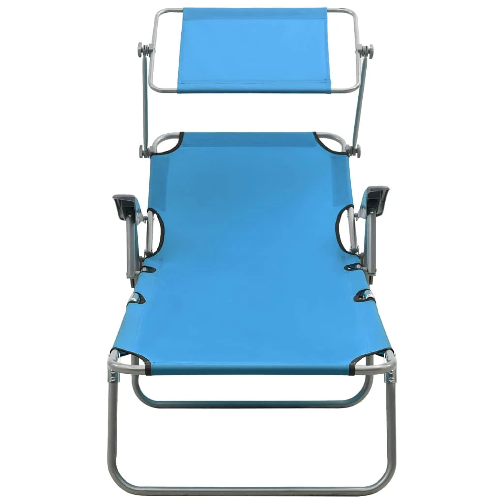 Lettino prendisole sedia a sdraio lettino prendisole letto da giardino mobili da giardino 188 cm con baldacchino in acciaio blu 02_0012264