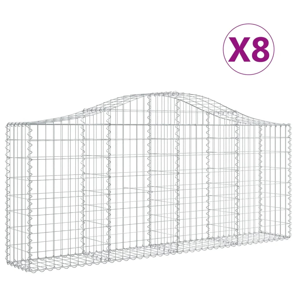 Set di 8 gabbioni ad arco per recinzione gabbia o muro di contenimento 200 x 30 x 80/100 cm ferro zincato argento 02_0041167