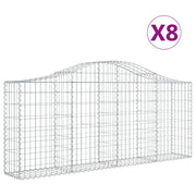 Set di 8 gabbioni ad arco per recinzione gabbia o muro di contenimento 200 x 30 x 80/100 cm ferro zincato argento 02_0041167