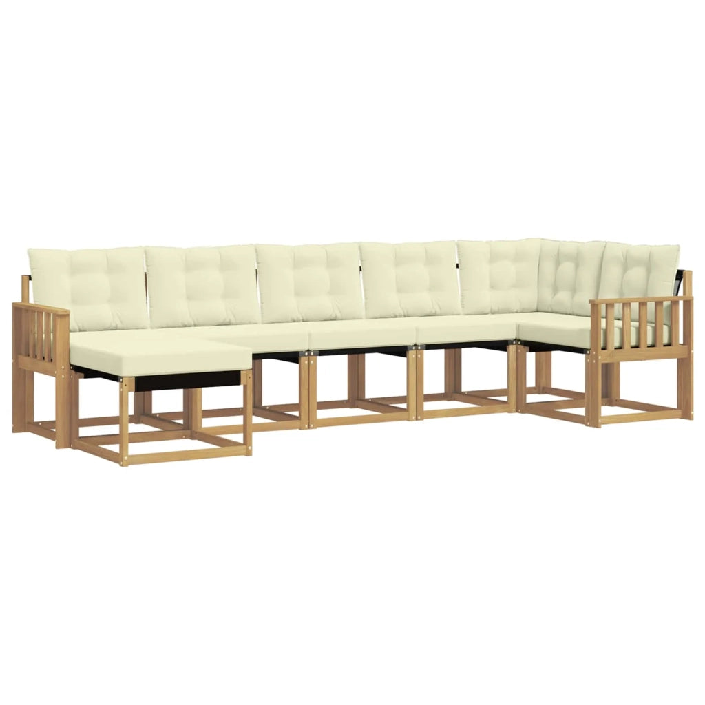 Set di divani da esterno con cuscino 7 pcs Bianco e Crema 3389688